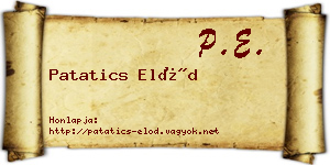 Patatics Előd névjegykártya